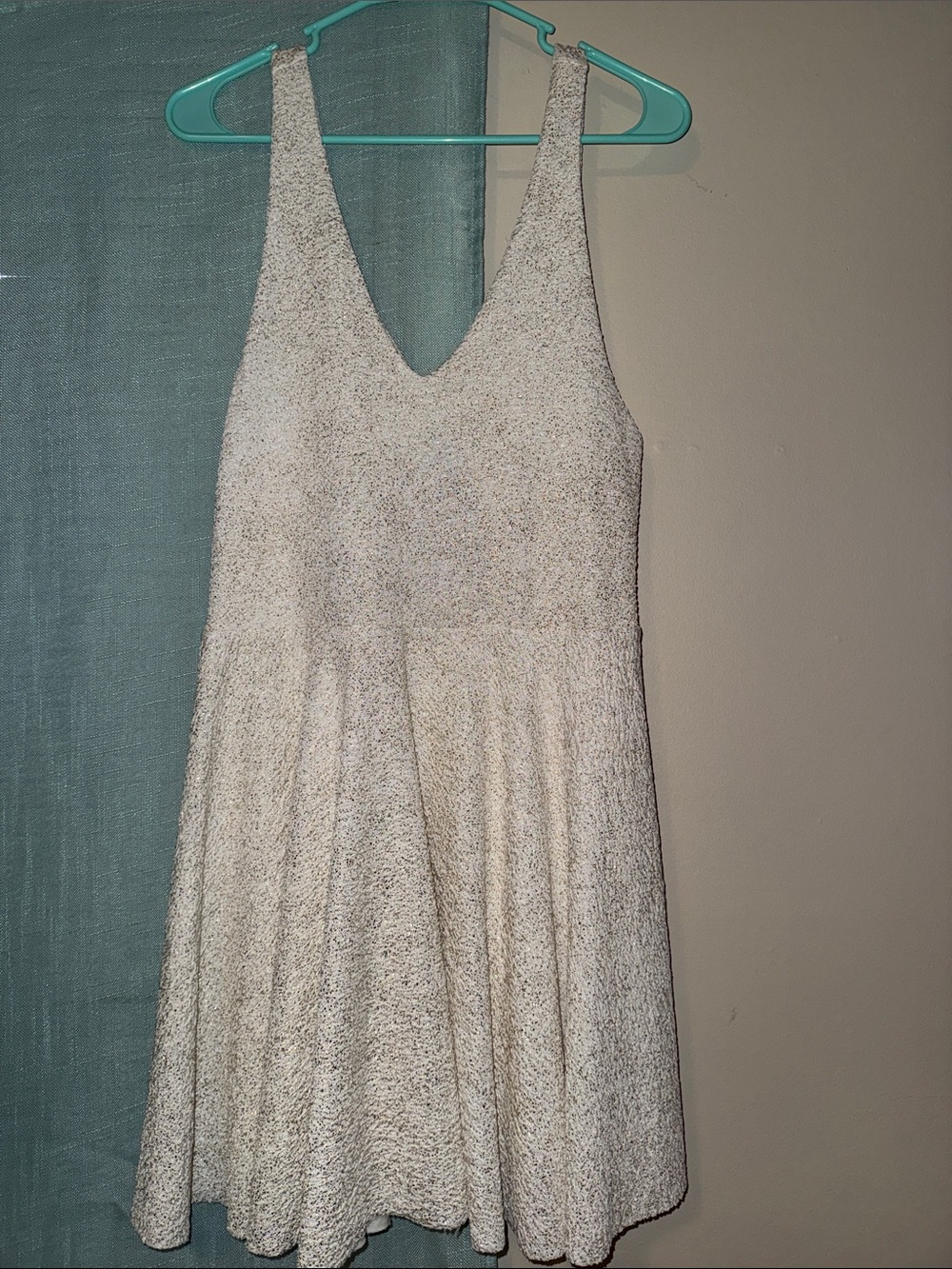 V-Neck Textured A-Line Dress in Ivory
